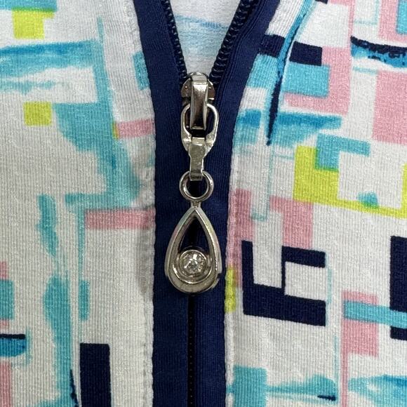 SanSoleil Pullover Womens Large UV 50+ Cooling Long Sleeve Zip Geometric Golf - Picture 5 of 11